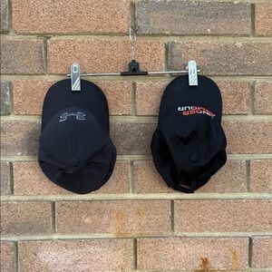 Under Armour Solid Black and Red Logo Hat Youth Size